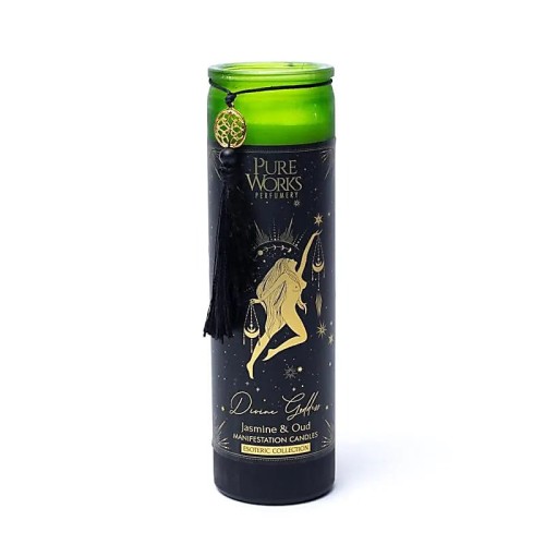 Świeca manifestacyjna Divine Goddess jaśmin oudh świeca ezoteryczna kobieca energia czarna świeca rytualna z chwostem