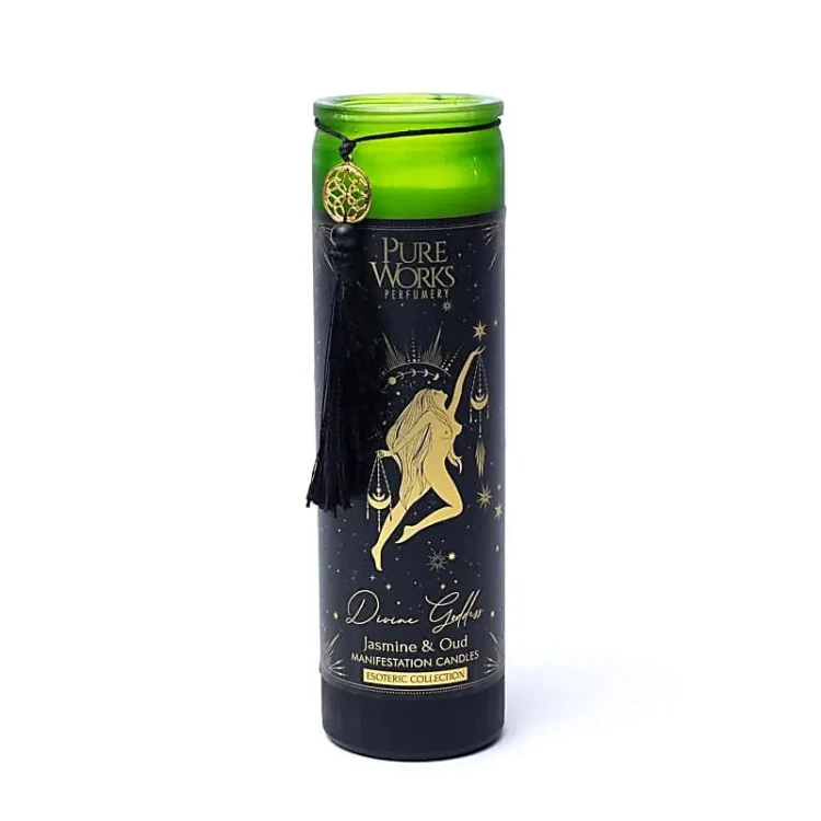 Świeca manifestacyjna Divine Goddess jaśmin oudh świeca ezoteryczna kobieca energia czarna świeca rytualna z chwostem