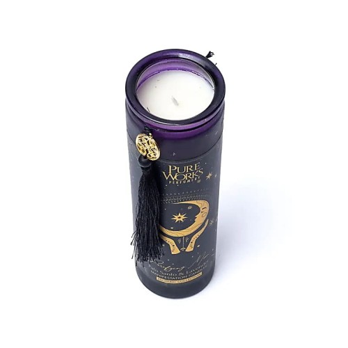 świeca manifestacyjna Purifying Moon palo santo lawenda świeca ezoteryczna w szkle z chwostem świeca rytualna oczyszczająca