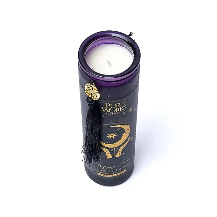 świeca manifestacyjna Purifying Moon palo santo lawenda świeca ezoteryczna w szkle z chwostem świeca rytualna oczyszczająca