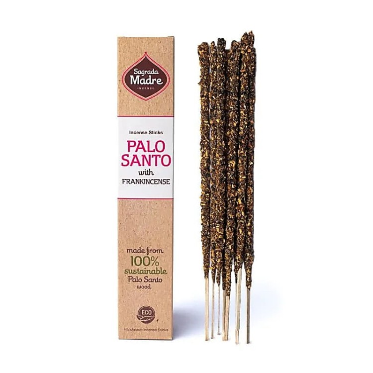Sagrada Madre Palo Santo z Olibanum – 8 patyczków ręcznie robionych w Argentynie. 100% naturalne, z opadłych gałęzi. Czas palenia ok. 60 min. Oczyszcza, wspiera medytację, wprowadza spokój i duchową harmonię.