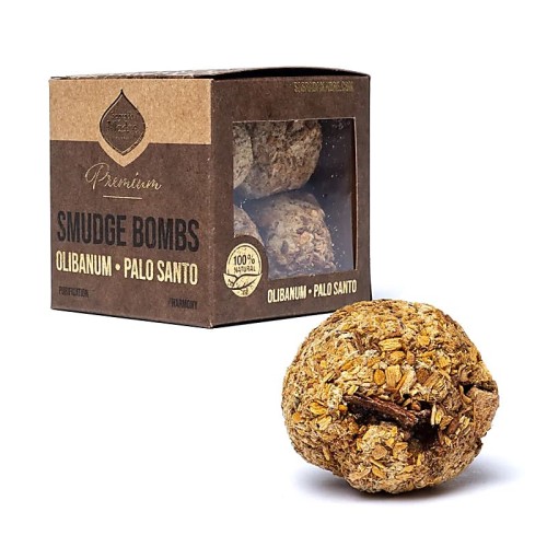 Sagrada Madre Premium Smudge Bombs – 8 sztuk naturalnych bomb z olibanum i Palo Santo. Ręcznie robione w Argentynie, 100% naturalne, Fair Trade. Oczyszczają, harmonizują i chronią przestrzeń w rytuałach i medytacjach.