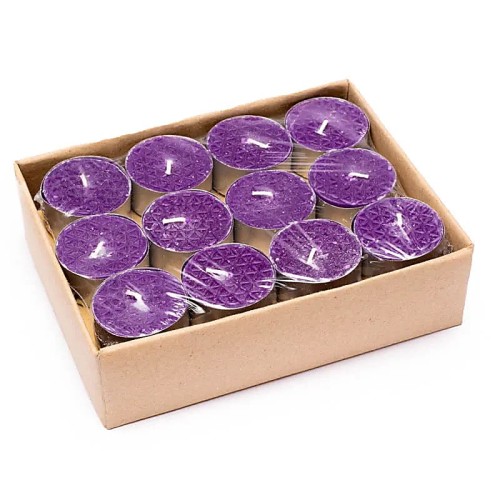 Świece t-light „Flower of Life” o kwiatowym zapachu. Zestaw 12 sztuk, ręcznie robione z wosku palmowego i kokosowego. Czyste spalanie, 5h czasu palenia, symbol Kwiatu Życia na opakowaniu. Idealne do medytacji, rytuałów i relaksu