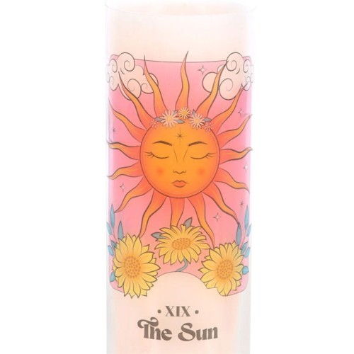 Świeca „The Sun Pink Grapefruit” – aromat różowego grejpfruta, Tarot Słońce. 70h palenia, wosk parafinowy. Energetyzujący zapach lata w eleganckiej tubie.
