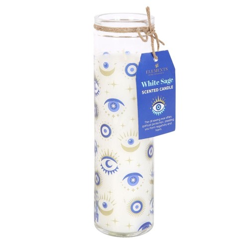 Świeca rytualna „All Seeing Eye White Sage” – biała szałwia, ochrona i oczyszczenie. 70h palenia, idealna do medytacji i rytuałów duchowych.