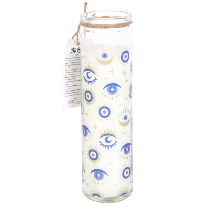 Świeca rytualna „All Seeing Eye White Sage” – biała szałwia, ochrona i oczyszczenie. 70h palenia, idealna do medytacji i rytuałów duchowych.