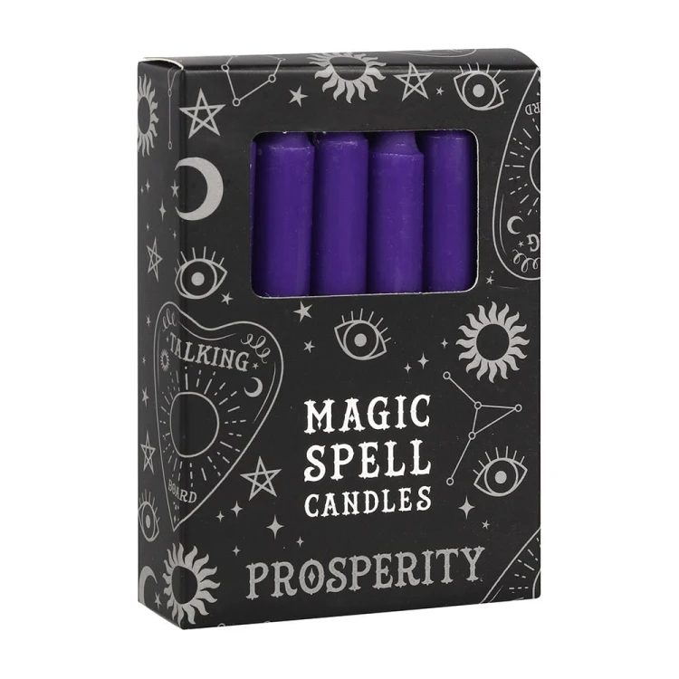 Fioletowe świece rytualne Magic Spell Candles Prosperity (12 szt.) – przyciągaj dobrobyt, obfitość i duchową harmonię. Idealne do magii sukcesu.