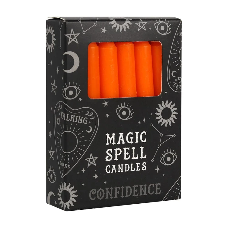 Pomarańczowe świece rytualne Magic Spell Candles Confidence (12 szt.) – wzmacniają pewność siebie, odwagę i twórczą energię. Idealne do rytuałów i afirmacji.