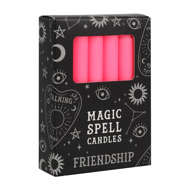 Różowe świece rytualne Magic Spell Candles Friendship (12 szt.) – wspieraj przyjaźń, harmonię i pozytywne relacje. Idealne do rytuałów więzi.