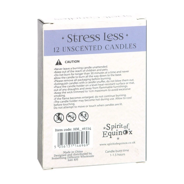 Świece rytualne „Stress Less” – zestaw 12 szt. Wspierają relaks i redukcję stresu. Czas palenia ok. 1h. Idealne do medytacji i afirmacji spokoju.