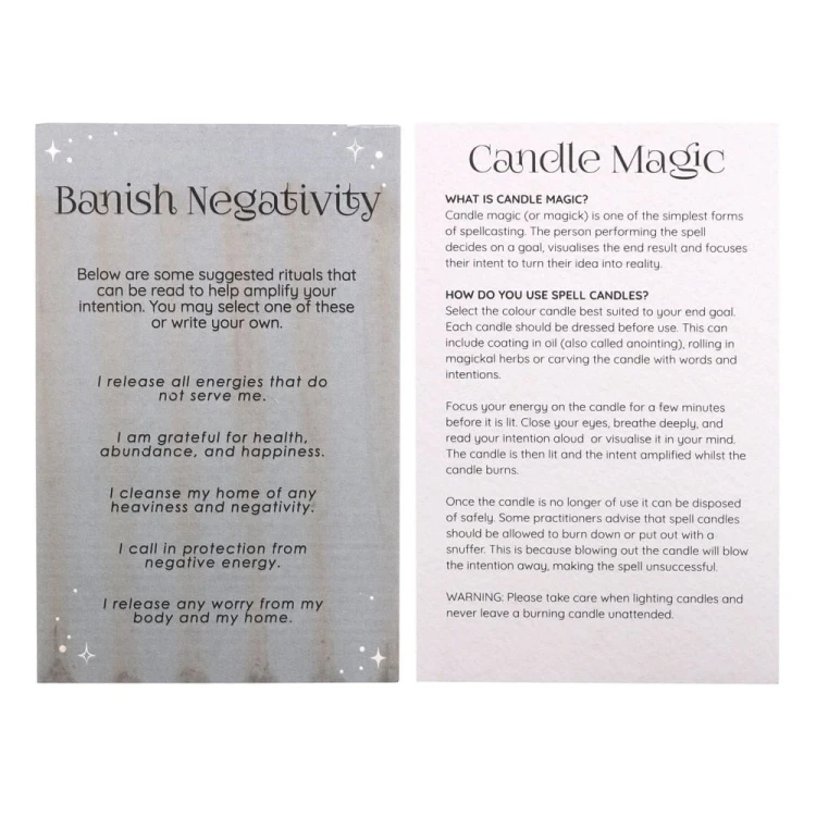 Świece rytualne „Banish Negativity” – zestaw 12 szt. Oczyszczanie i ochrona energetyczna. Czas palenia ok. 1h. Usuń negatywne energie i blokady.