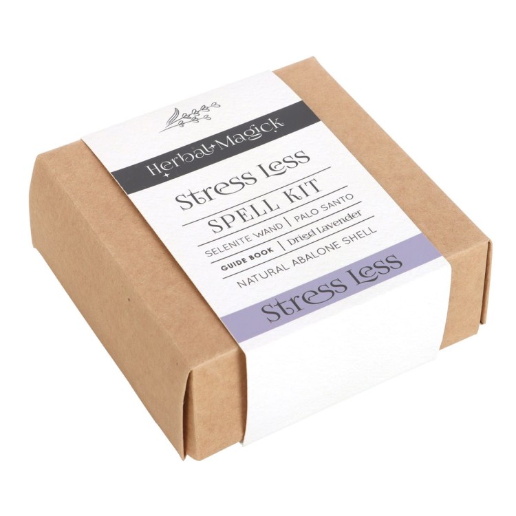 Zestaw do zaklęć „Stress Less” – selenit, Palo Santo, lawenda, muszla abalone. Rytuały i afirmacje na spokój, harmonię i redukcję stresu.