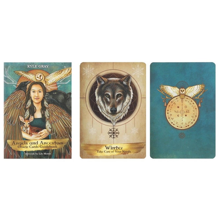 „The Angels and Ancestors Oracle” – 55 kart wyroczni Kyle’a Graya z przewodnikiem (150 stron). Ilustracje Lily Moses. Most między niebem a ziemią.