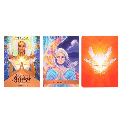 Talia „The Angel Guide Oracle” – 44 karty autorstwa Kyle’a Graya z ilustracjami Jennifer Hawkyard, przewodnik do interpretacji, połączenie z energią aniołów, wsparcie i inspiracja.