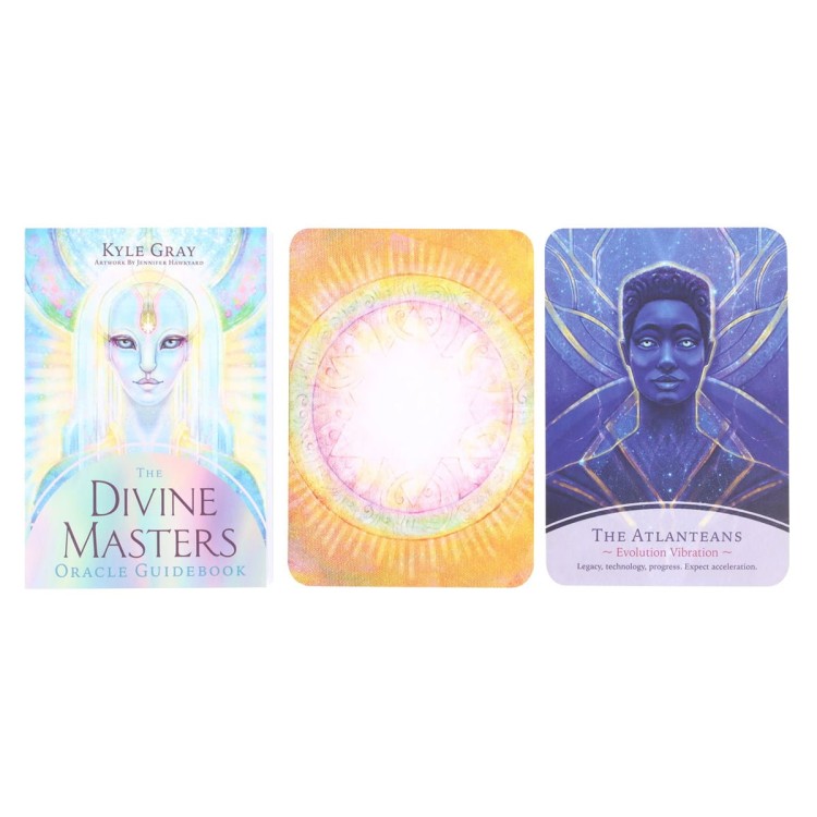„The Divine Masters Oracle” – 44 karty wyroczni Kyle’a Graya z przewodnikiem. Mary Magdalena, Budda, Gaia i inni mistrzowie duchowi. Ilustracje J. Hawkyard.