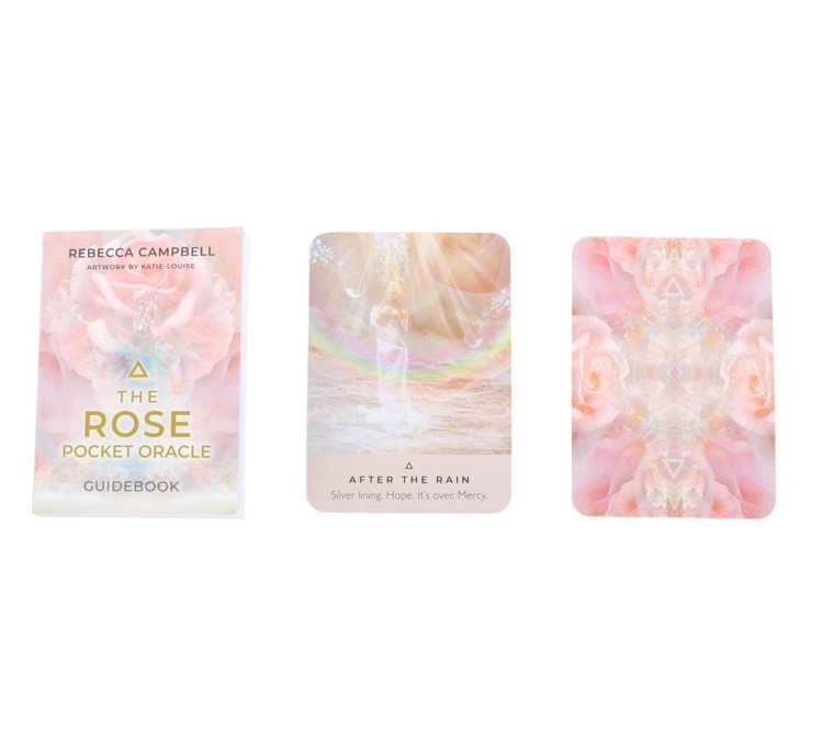 „The Rose Pocket Oracle” – talia 44 kart wyroczni Rebekki Campbell z przewodnikiem (240 stron). Mistyczne ilustracje Katie-Louise. Idealna do podróży.