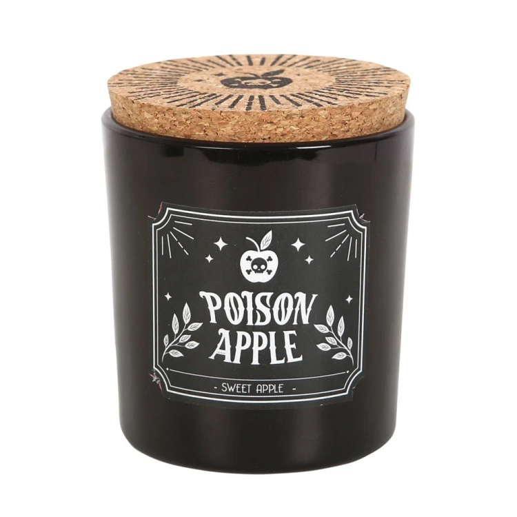 Świeca zapachowa „Poison Apple” w czarnym szkle, aromat słodkich jabłek, w eleganckim pudełku, czas palenia 21h.