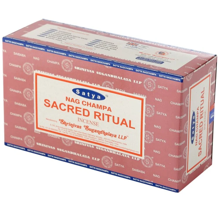 Kadzidełka Satya Sacred Ritual 15g – mistyczny aromat ziół, korzeni i żywic. Ręcznie robione w Indiach, idealne do rytuałów, medytacji, modlitwy i duchowego oczyszczenia, tworzące atmosferę skupienia i świętości.