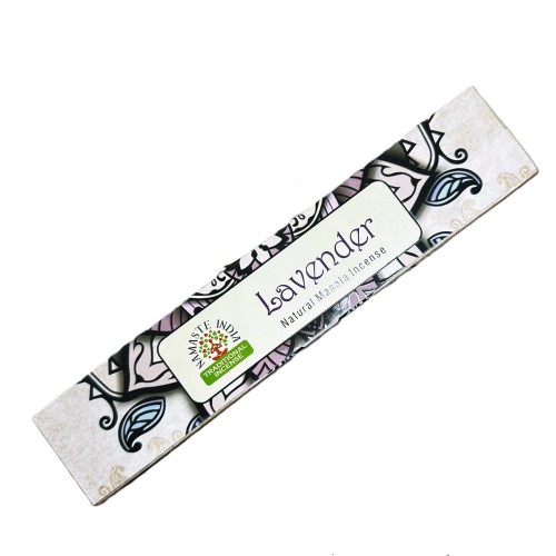 Kadzidełka Masala Namaste Mandala Lawenda – ręcznie zwijane, o delikatnym ziołowo-kwiatowym aromacie, idealne do medytacji, wieczornego relaksu i tworzenia atmosfery spokoju.