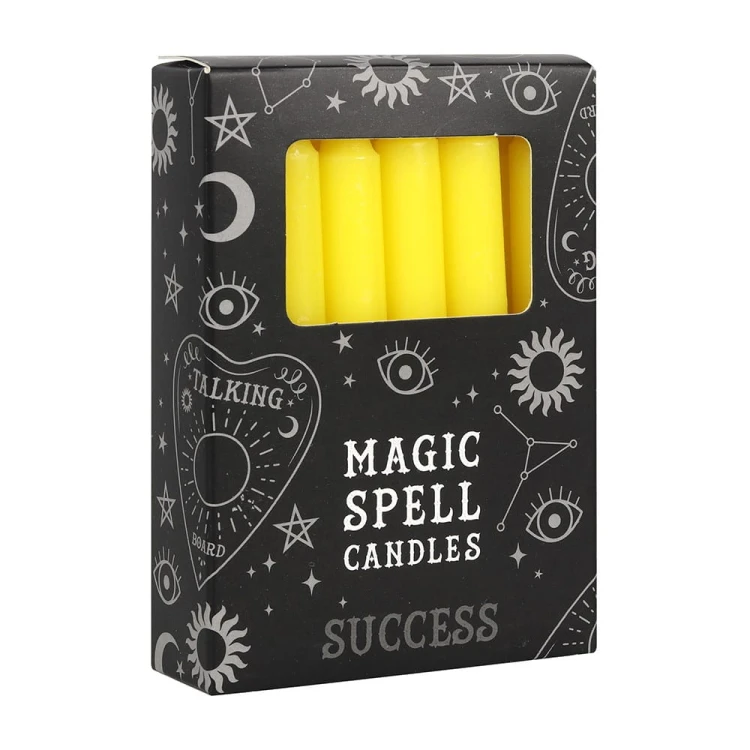Żółte świece rytualne Magic Spell Candles Success (12 szt.) – przyciągaj sukces, pewność siebie i pozytywną energię. Idealne do rytuałów zwycięstwa.