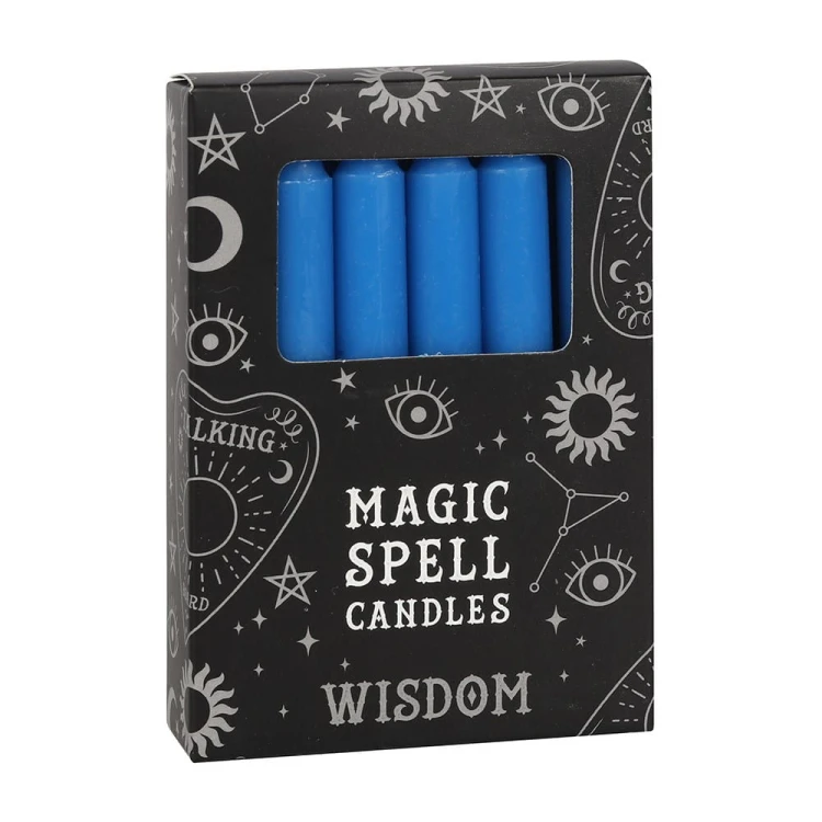 Niebieskie świece rytualne Magic Spell Candles Wisdom (12 szt.) – wspierają mądrość, intuicję i jasność umysłu. Idealne do rytuałów, afirmacji i medytacji.