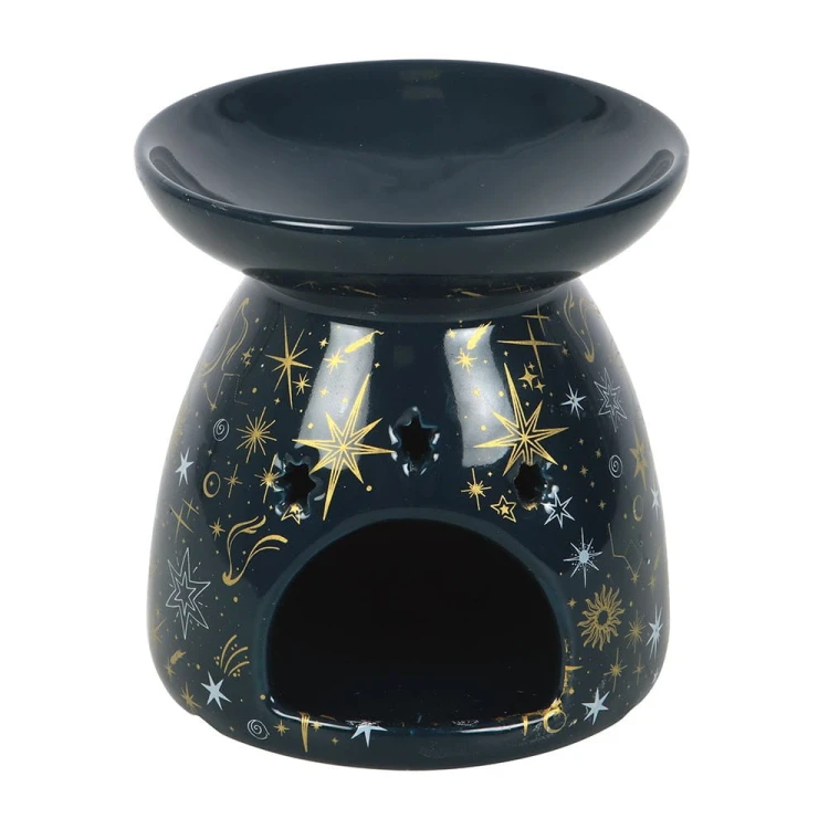 Kominek do olejków i wosków „Celestial Starry Night” – ceramiczny, z motywem gwiazd i konstelacji. Idealny na prezent i do codziennej aromaterapii.