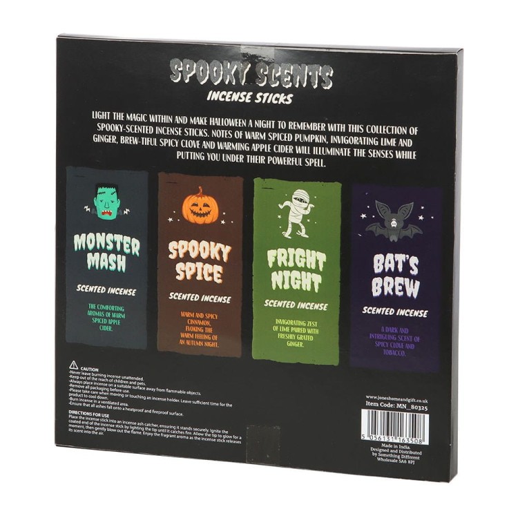 Spooky Scents – zestaw kadzidełek zapachowych na Halloween. Cztery aromaty: jabłko, cynamon, limonka i tytoń. Magia i nastrój w jednym.