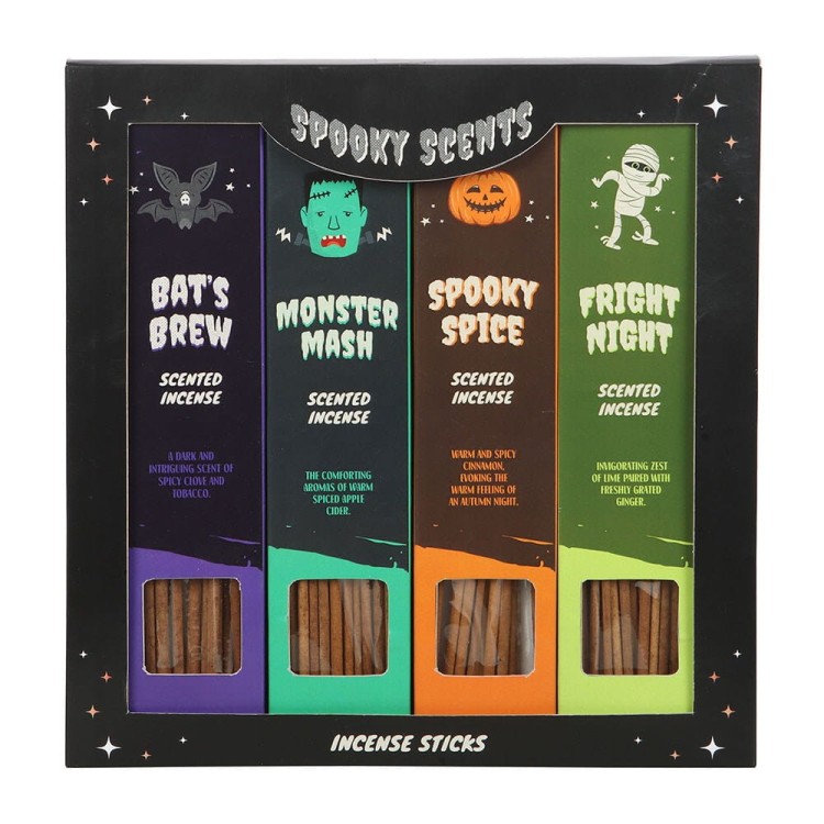 Spooky Scents – zestaw kadzidełek zapachowych na Halloween. Cztery aromaty: jabłko, cynamon, limonka i tytoń. Magia i nastrój w jednym.