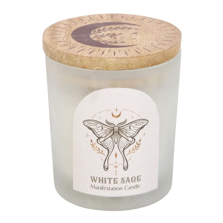 Świeca White Sage z kryształem górskiego kwarcu oczyszcza energię, wspiera manifestację i relaks. Magiczny zapach białej szałwii w eleganckim szkle.