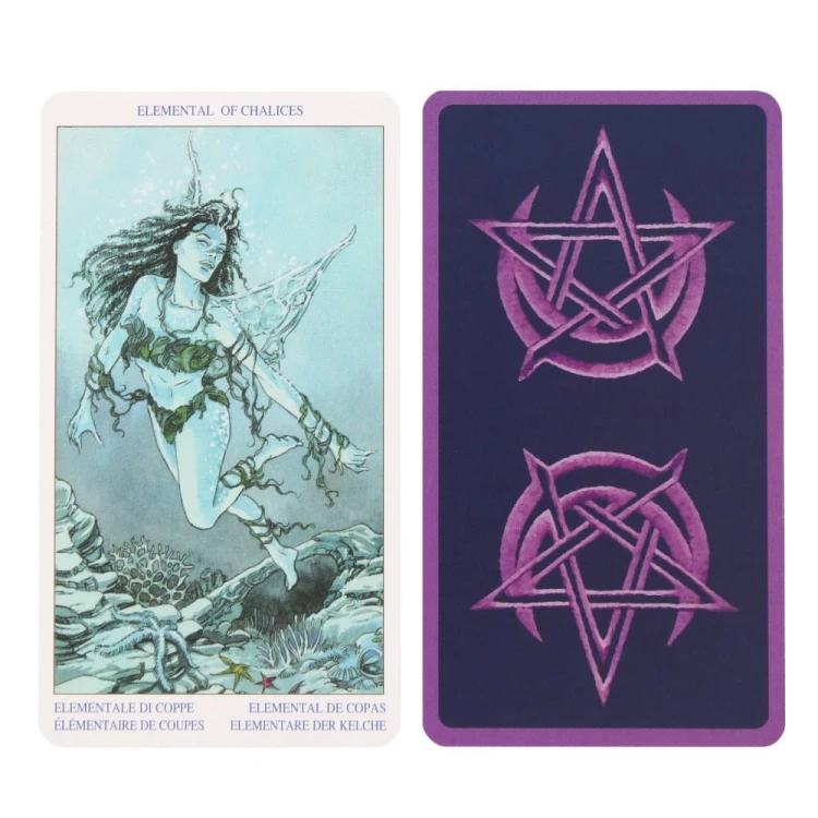 Tył karty Pagan Tarot z fioletowym pentagramem