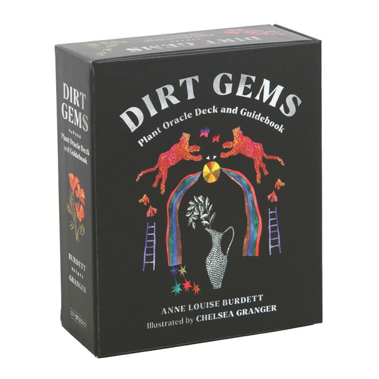 Przód pudełka Dirt Gems Plant Oracle Deck z kolorową ilustracją