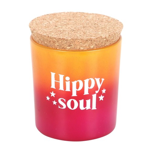 Świeca Hippy Soul o zapachu granatu i figi w odcieniach pomarańczy i czerwieni