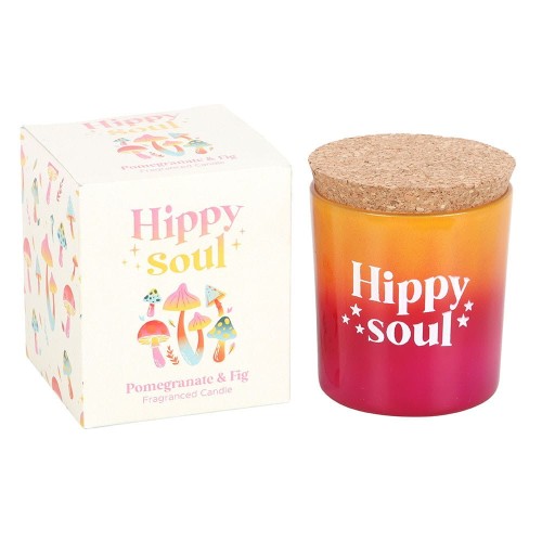 Kolorowa świeca zapachowa Hippy Soul z korkowym wieczkiem i pudełkiem