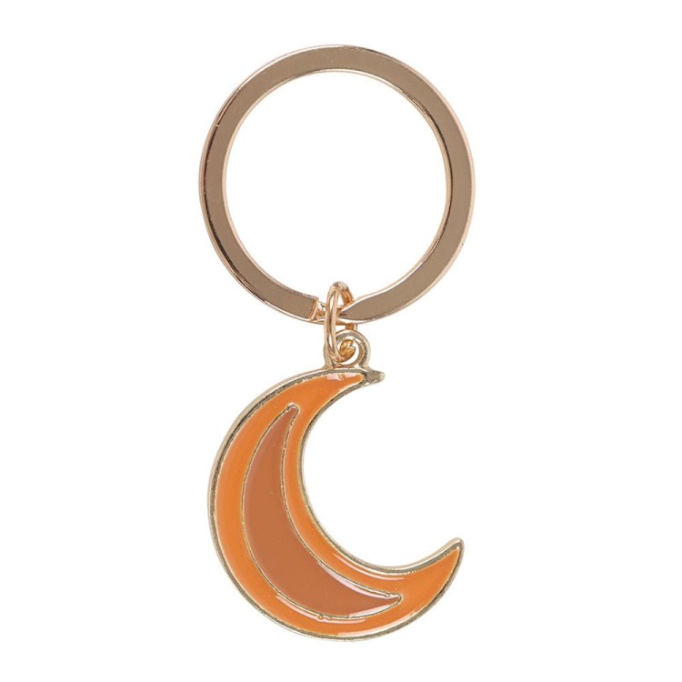 Złoty brelok w kształcie półksiężyca – Enamel Moon Keyring