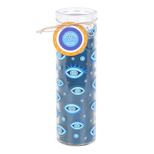 Świeca All Seeing Eye z etykietą „White Rose Scented Candle”