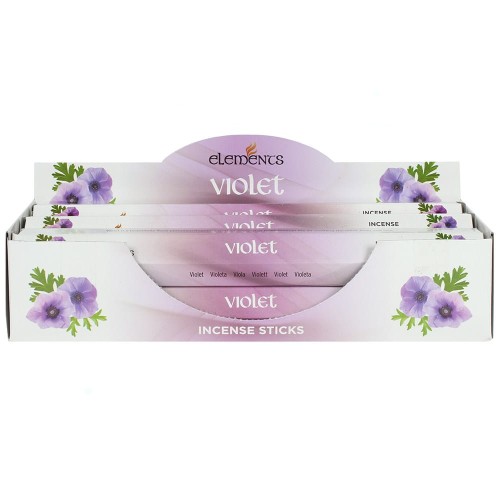 Karton kadzidełek Elements Violet w fioletowych tonacjach z motywem kwiatów fiołka.
