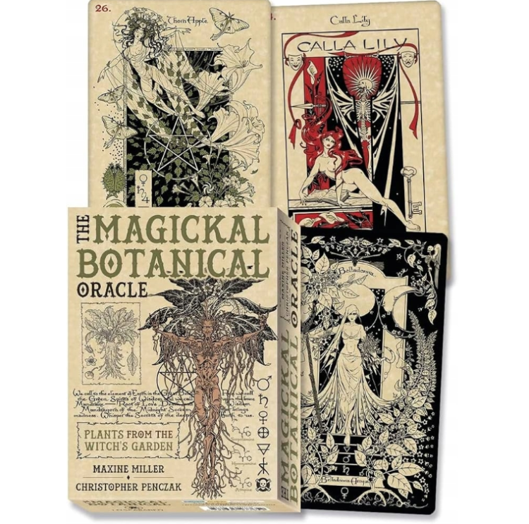 Talia wyroczni The Magickal Botanical Oracle – zestaw kart z ilustracjami magicznych roślin, w stylu art nouveau i alchemicznym, autorstwa Maxine Miller i Christophera Penczaka.