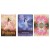 Talia kart Oracle of the Fairies autorstwa Karen Kay – eteryczne wróżki w pastelowych barwach różu, złota i fioletu na tle kwiatów lotosu 3 wybrane karty poglądowe