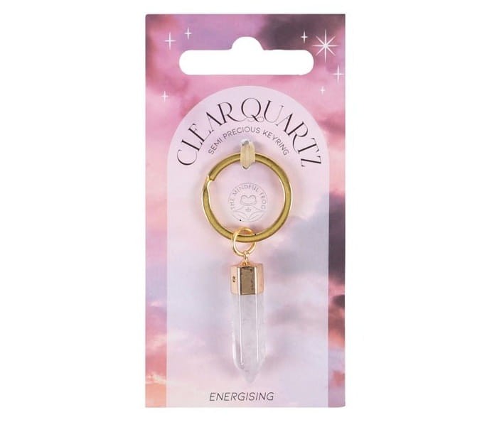 Breloczek z naturalnym kryształem górskim – kamień energii i oczyszczenia.