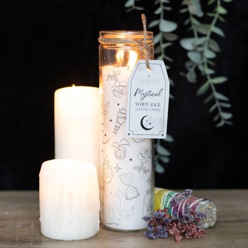 Mystical White Sage Tube Candle – świeca o zapachu białej szałwii na ołtarz.