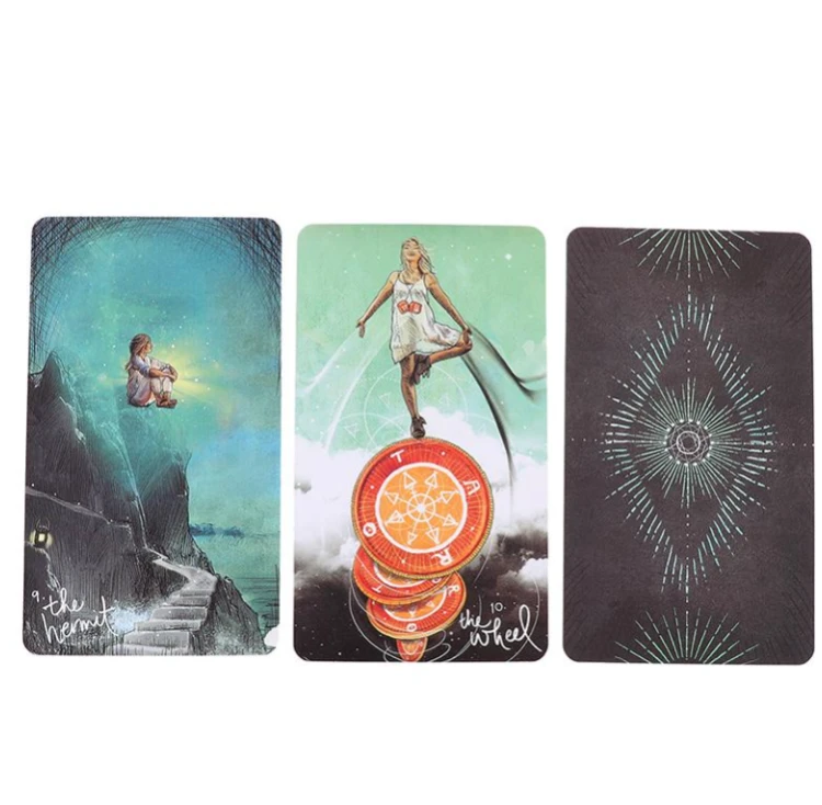 Karty The Light Seer’s Tarot – The Hermit, The Wheel, rewers talii