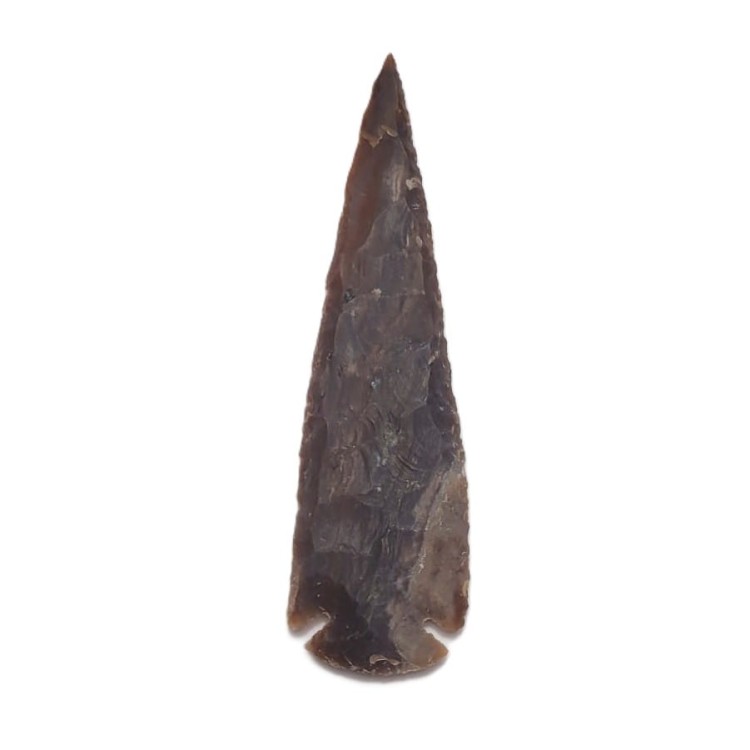 Brązowy grot z naturalnego agatu 111 g, masywny amulet ochronny i uziemiający w kształcie grotu – Strefa 3.