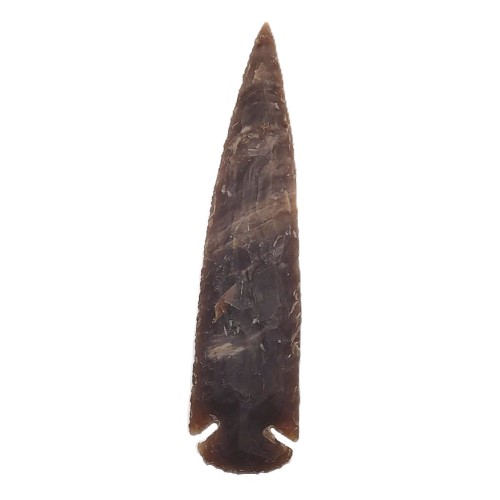 Naturalny grot z agatu dymnego 113 g w odcieniach brązu i szarości, amulet ochronny i harmonizujący w kształcie grotu – Strefa 3.
