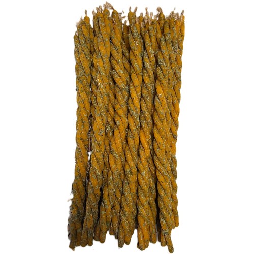 Naturalna skręcana świeca rytualna KOŁO FORTUNY z melisą, ręcznie wykonana świeca magiczna