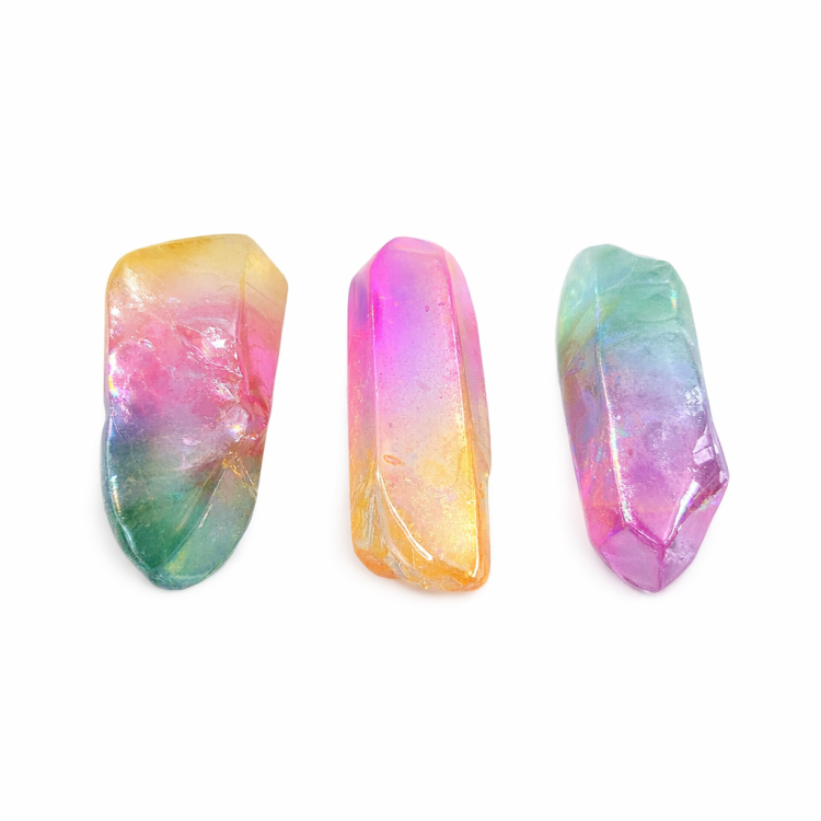 Średni kryształ aury tęczowej wspierający równowagę i integrację energii.