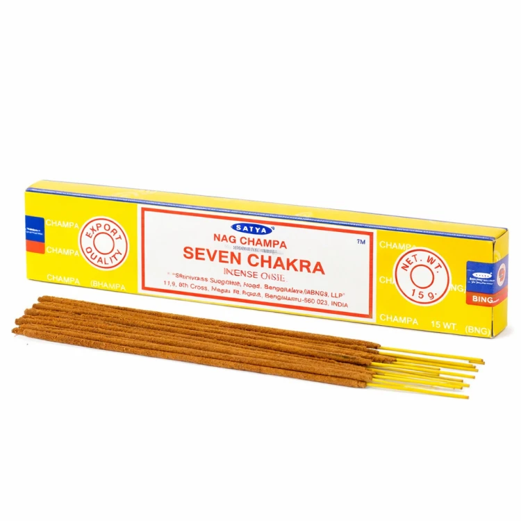 Satya Seven Chakra Oryginalne Indyjskie Kadzidełka Pudełko 15g (około 12-14szt patyczków) Zapach: Seven Chakra