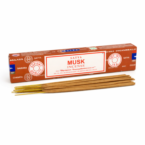 Zapach: Musk  Kolekcja kadzidełek Satya charakteryzuje sie bardzo przyjemną harmonią zapachu która zostaje w pomieszczeniu na długi czas po wypaleniu kadzidełka.