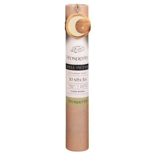 Tuba z kadzidełkami Prosperity Spell Incense z drewnianym medalionem półksiężyca