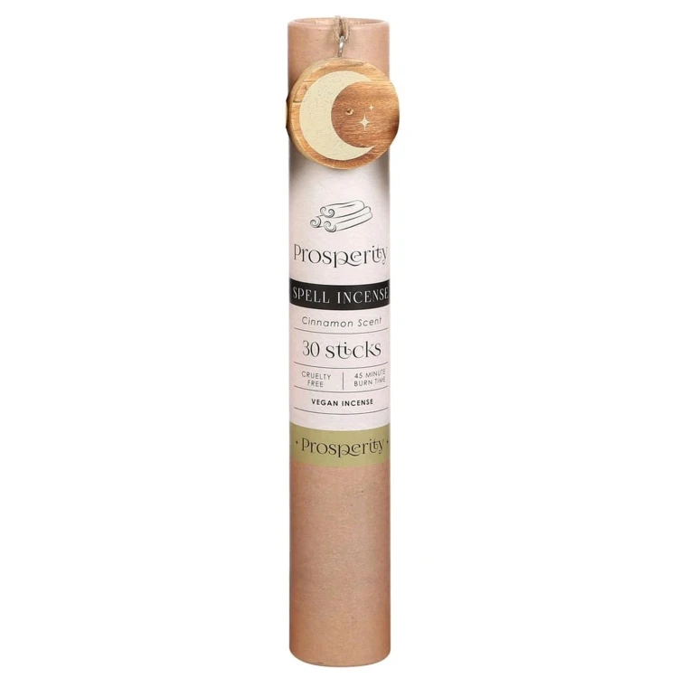 Tuba z kadzidełkami Prosperity Spell Incense z drewnianym medalionem półksiężyca