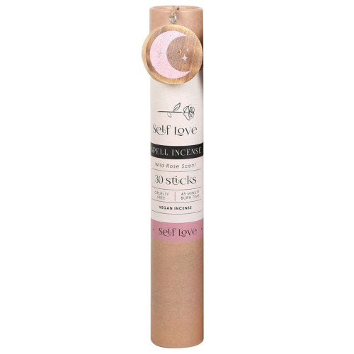 Tuba z kadzidełkami Self Love Spell Incense z drewnianym medalionem półksiężyca